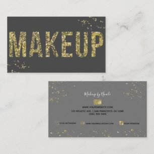 Gold Flakes Glitter Glam Minimal Beauty Makeup Business Card