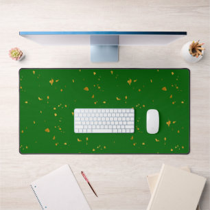 Gold Flakes on Emerald Green Desk Mat