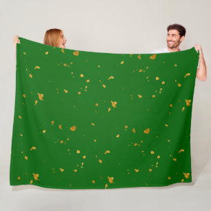 Gold Flakes on Emerald Green Fleece Blanket
