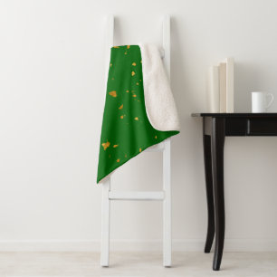 Gold Flakes on Emerald Green Sherpa Blanket
