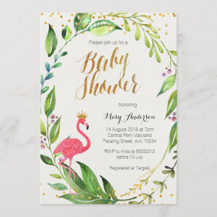 Gold Flamingo Baby Shower invitation
