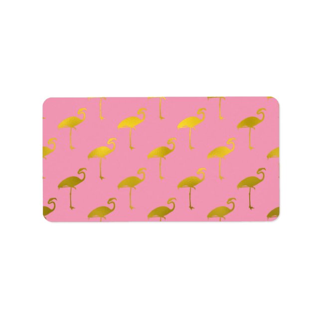 Gold Flamingo Faux Metallic Foil Tropical Flamingo Label (Front)