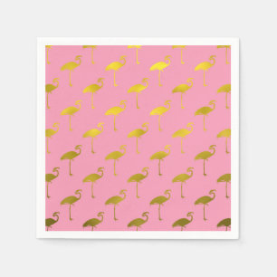 Gold Flamingo Faux Metallic Foil Tropical Flamingo Napkin