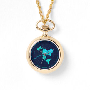 Gold Flat Earth map Watch