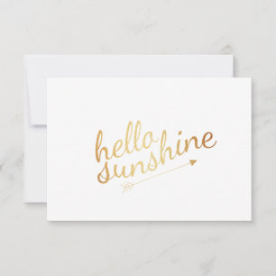 Gold Flat Note Card   Hello Sunshine