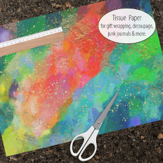 Gold Flecked Scarlet, Turquoise & Bright Green Tissue Paper