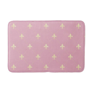 Gold Fleur-de-Lis Dusky Pink Bath Mat