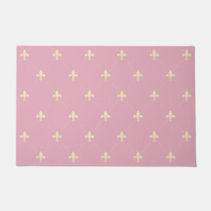 Gold Fleur-de-Lis Dusky Pink Doormat