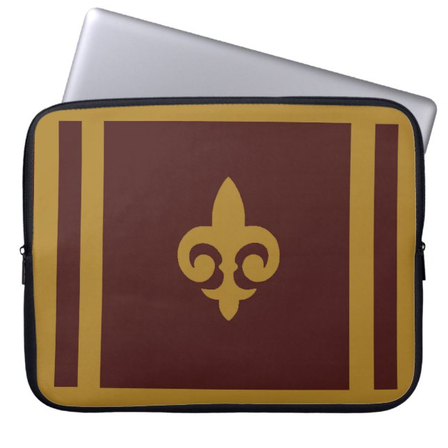 Gold Fleur-de-lis Laptop Sleeve (Front)