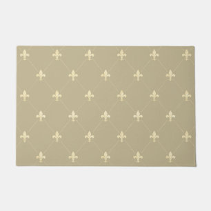 Gold Fleur-de-Lis Light Brown Doormat