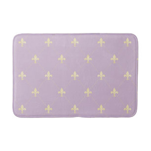 Gold Fleur-de-Lis Lilac Bath Mat