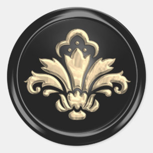 Gold Fleur de Lis on Black  Envelope Seal