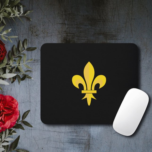 Gold Fleur de Lis on Black Mouse Pad (Gold Fleur de Lis on Black Mouse Pad)
