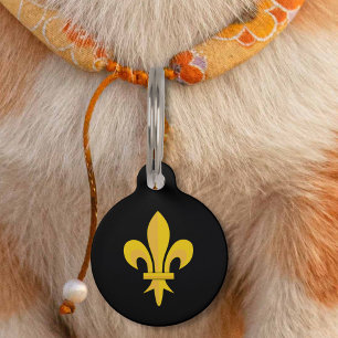 Gold Fleur de Lis on Black Pet Tag