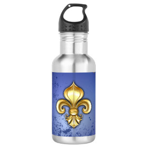 Gold Fleur de Lis on Blue 532 Ml Water Bottle