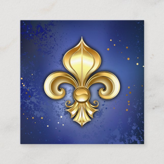 Gold Fleur de Lis on Blue Enclosure Card (Front)