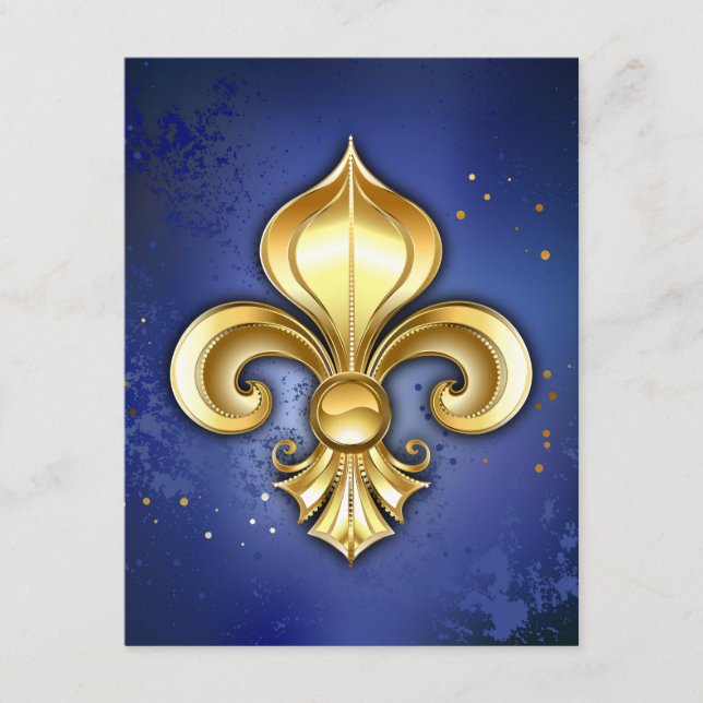 Gold Fleur de Lis on Blue Enclosure Card (Front)