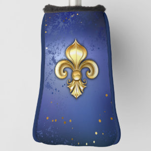 Gold Fleur de Lis on Blue Golf Head Cover