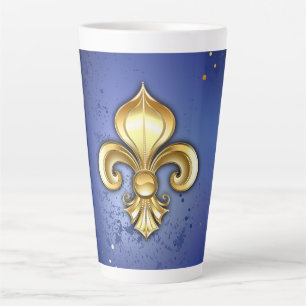 Gold Fleur de Lis on Blue Latte Mug
