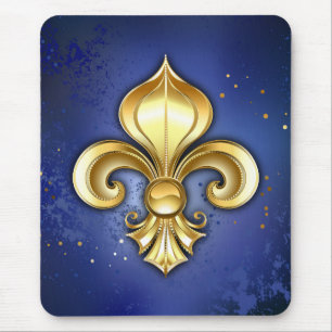 Gold Fleur de Lis on Blue Mouse Pad
