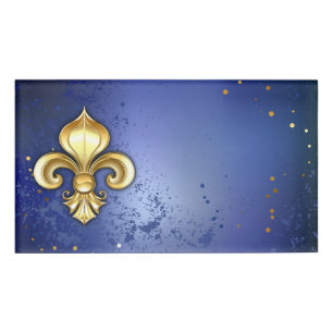 Gold Fleur de Lis on Blue Name Tag