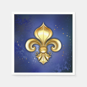 Gold Fleur de Lis on Blue Napkin