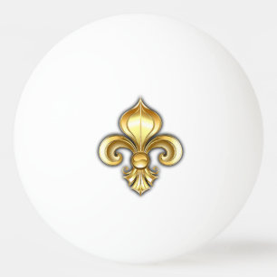 Gold Fleur de Lis on Blue Ping Pong Ball
