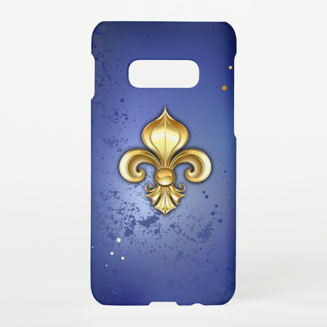 Gold Fleur de Lis on Blue Samsung Galaxy Case (Back)