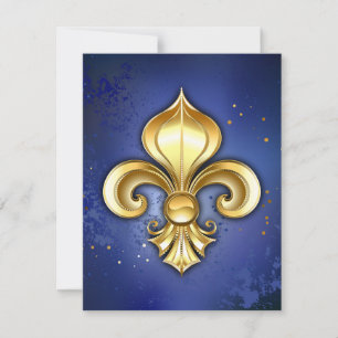 Gold Fleur de Lis on Blue Thank You Card