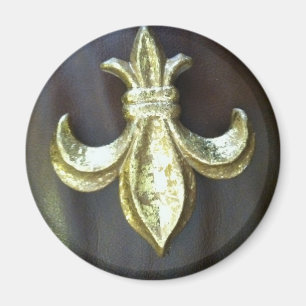 Gold Fleur de lis on Brown Magnet
