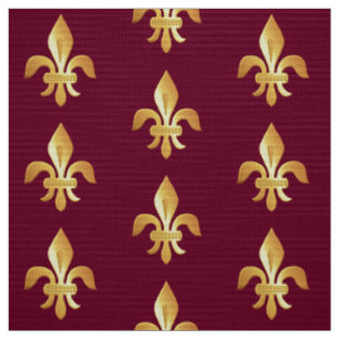 Gold Fleur-de-lis on burgundy Fabric