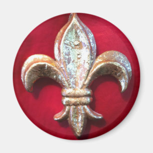 Gold Fleur de lis on Red Magnet