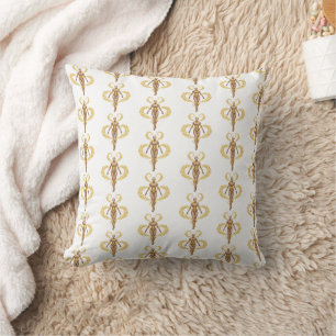 Gold Fleur-de-Lis Pattern Poly Velvet Pillow