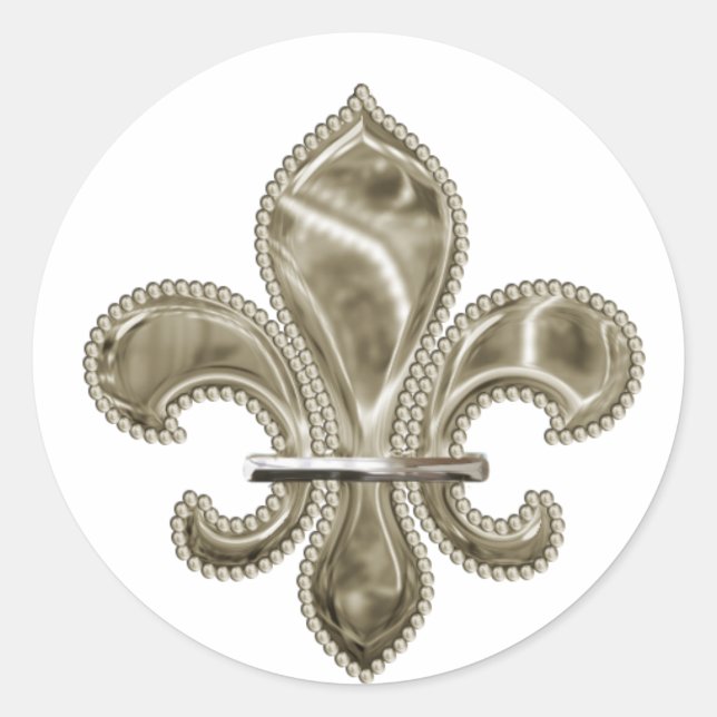 Gold Fleur de Lis Round Stickers (Front)