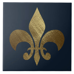 Gold Fleur de Lis Royal Ceramic Tile