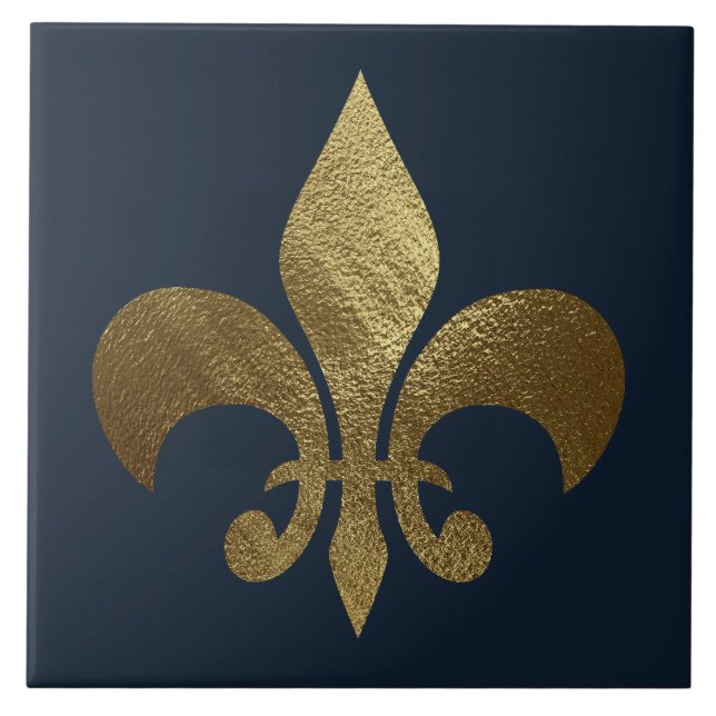 Gold Fleur de Lis Royal  Ceramic Tile (Front)