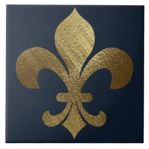 Gold Fleur de Lis Royal Ceramic Tile