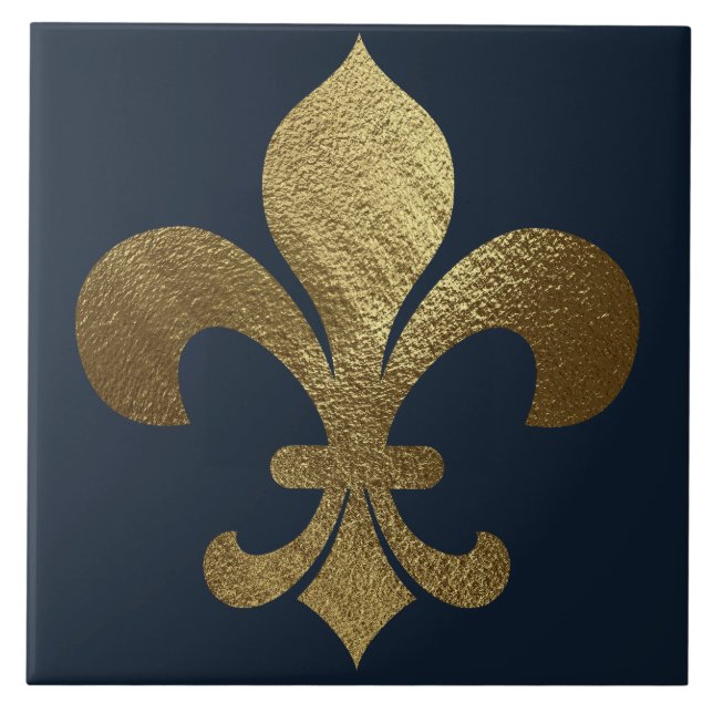 Gold Fleur de Lis Royal  Ceramic Tile (Front)