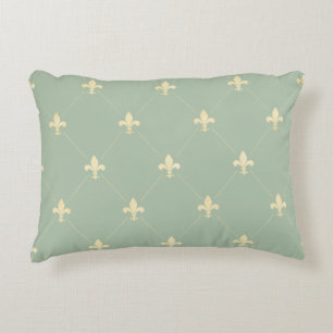 Gold Fleur-de-Lis Sage Decorative Cushion