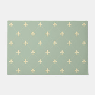Gold Fleur-de-Lis Sage Doormat
