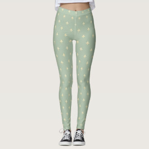Gold Fleur-de-Lis Sage Leggings