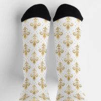 Gold fleur-de-lis seamless pattern on white