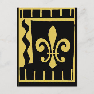 Gold Fleur De Lis, Season's Greetings Holiday Postcard