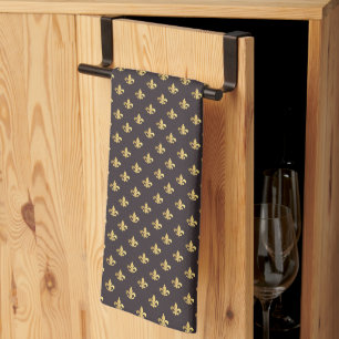 Gold Fleur De Lis Tea Towel