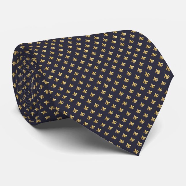 Gold Fleur De Lis Tie (Rolled)