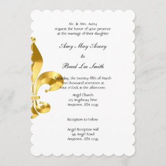 Gold Fleur de Lis Wedding Invitation