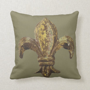 GOLD "FLEUR DE LIS" WITH CUSTOMIZABLE BACKGROUND CUSHION
