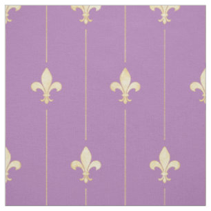 Gold Fleur-de-Lis with Lines Lilac (medium scale) Fabric