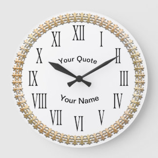 Gold Fleur De Lis with vertical Roman Numerals Large Clock