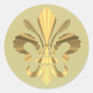 Gold fleur de lys classic round sticker
